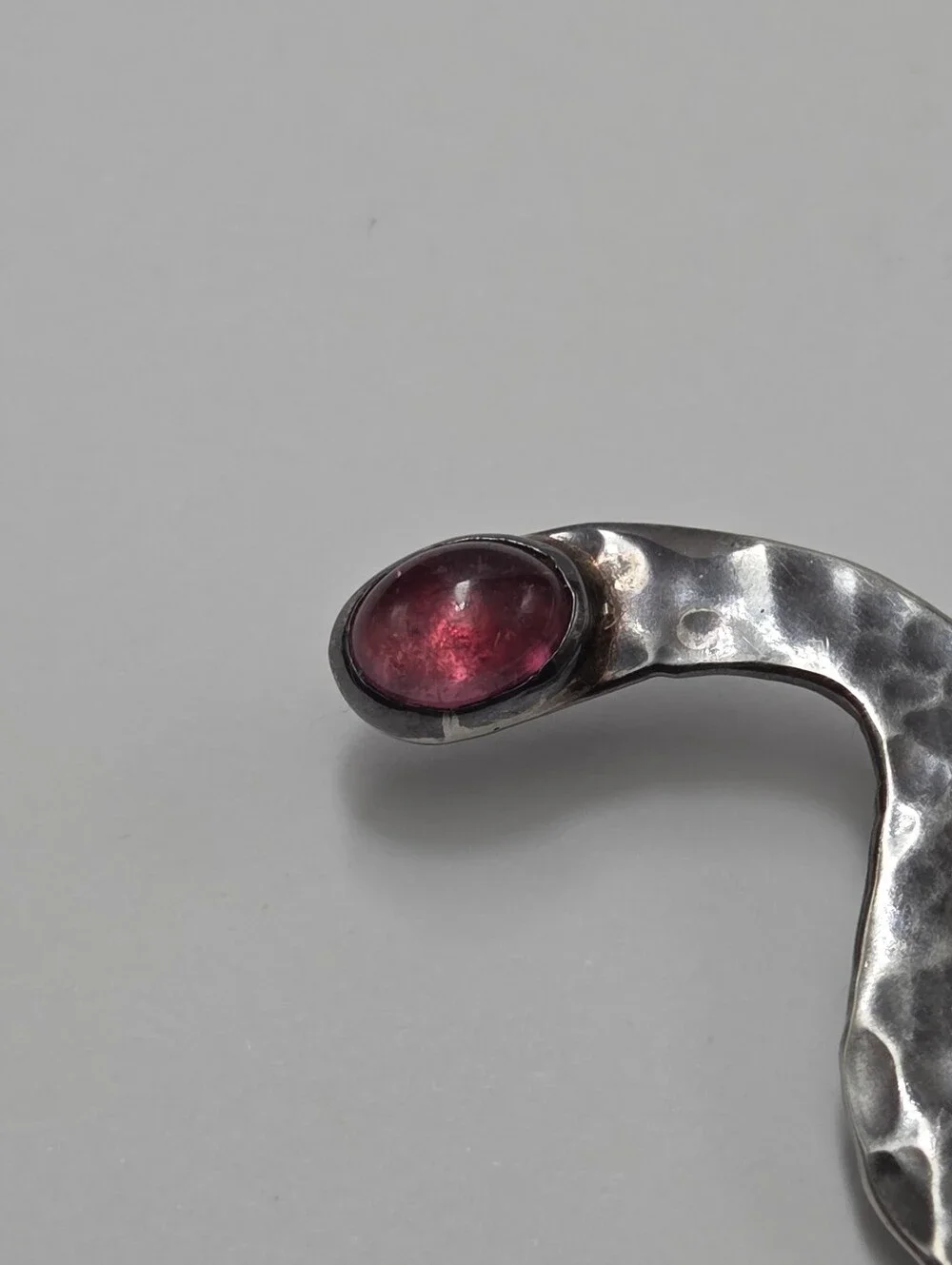 Vintage Mexican Sterling, Fire Opal, Pink Tourmaline Abstract Snake Brooch